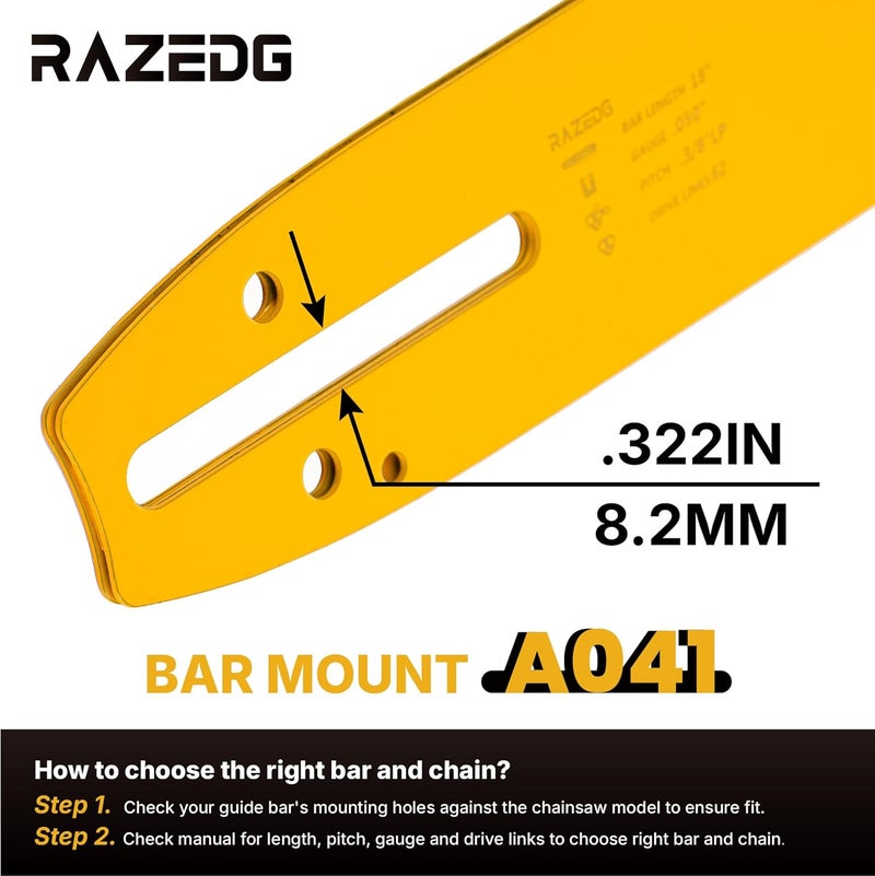 RazEdg 18 Inch Chainsaw Bar and Carbide Chain Combo, 3/8" LP Pitch, 050" Gauge, 62 Drive Links Fits Echo Ego Poulan Greenworks Kobalt Husqvarna Ryobi and More (1 bar + 1 carbide chain) - Image 3